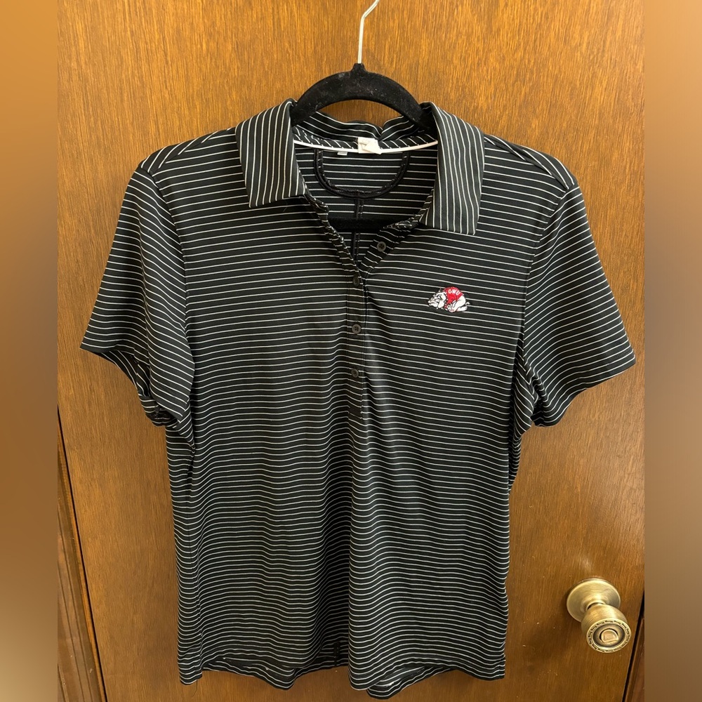 Under Armour Black and White Striped Polo Shirt Gardner-Webb University
